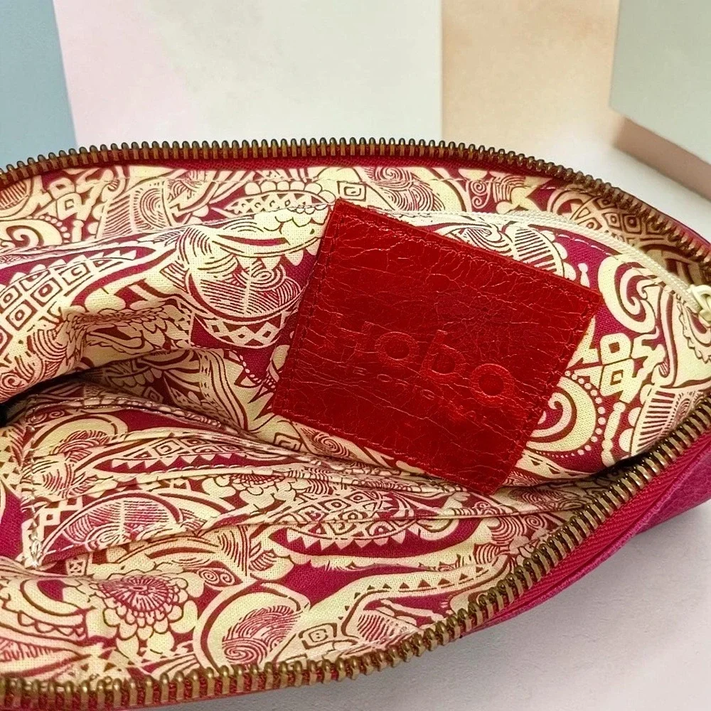Hobo The Original Pink Leather Wristlet Clutch Bag Purse Boho Chic